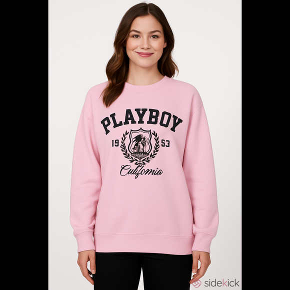 PLAYBOY Tops - Women's PLAYBOY Pink & Black Graphic Sweatshirt Medium